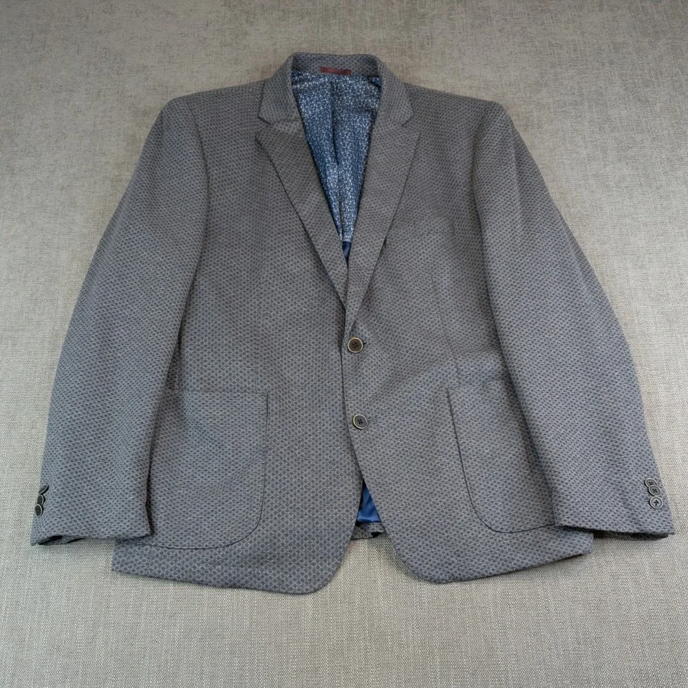 Johnston & Murphy Blazer Mens XL Grey Textured Knit Two Button Sport Coat